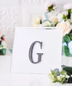 HIER_5150 4" Black Decorative Rhinestone Alphabet Letter Stickers DIY Crafts - G Chargers & Centerpieces