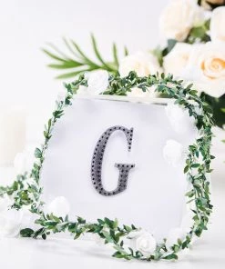 HIER_5150 4" Black Decorative Rhinestone Alphabet Letter Stickers DIY Crafts - G Chargers & Centerpieces