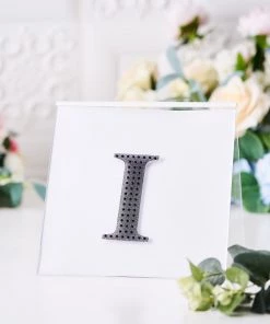 HIER_5150 4" Black Decorative Rhinestone Alphabet Letter Stickers DIY Crafts - I