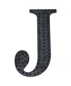 HIER_5150 4" Black Decorative Rhinestone Alphabet Letter Stickers DIY Crafts - J Chargers & Centerpieces 15 HIER_5150 4