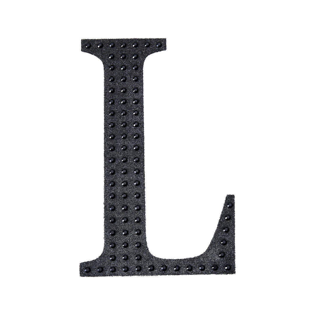HIER_5150 4" Black Decorative Rhinestone Alphabet Letter Stickers DIY Crafts - L Chargers & Centerpieces 8 HIER_5150 4" Black Decorative Rhinestone Alphabet Letter Stickers DIY Crafts - L Chargers & Centerpieces