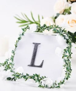 HIER_5150 4" Black Decorative Rhinestone Alphabet Letter Stickers DIY Crafts - L Chargers & Centerpieces