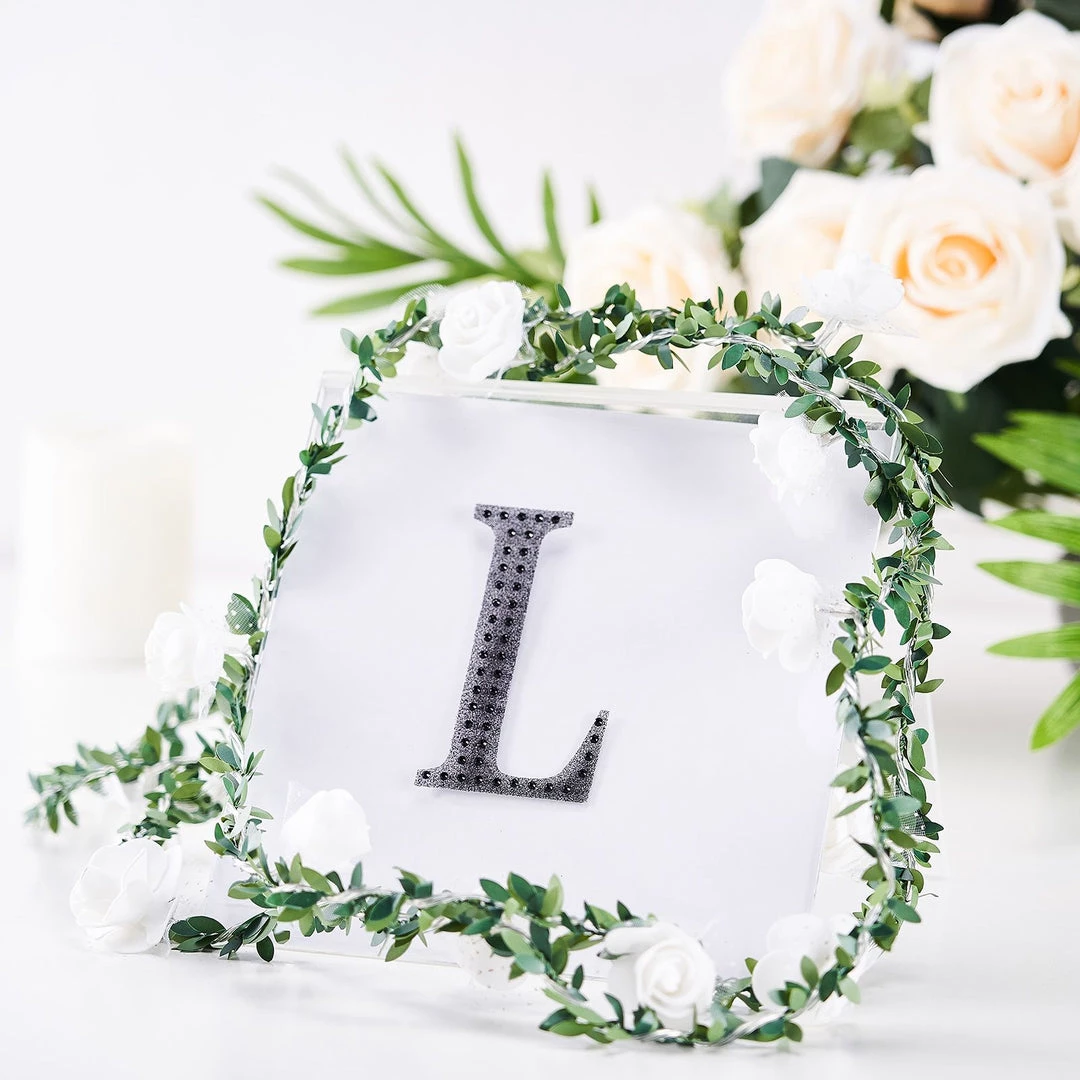 HIER_5150 4" Black Decorative Rhinestone Alphabet Letter Stickers DIY Crafts - L Chargers & Centerpieces 1 HIER_5150 4" Black Decorative Rhinestone Alphabet Letter Stickers DIY Crafts - L Chargers & Centerpieces