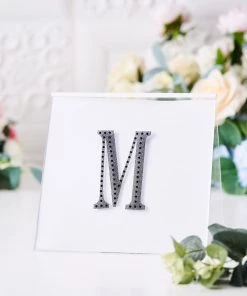 HIER_5150 4" Black Decorative Rhinestone Alphabet Letter Stickers DIY Crafts - M Chargers & Centerpieces