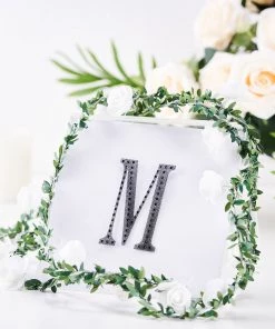 HIER_5150 4" Black Decorative Rhinestone Alphabet Letter Stickers DIY Crafts - M Chargers & Centerpieces