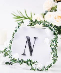 HIER_5150 4" Black Decorative Rhinestone Alphabet Letter Stickers DIY Crafts - N Chargers & Centerpieces