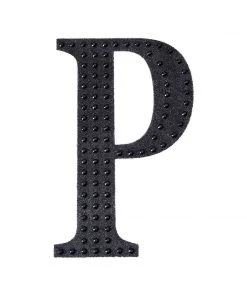 HIER_5150 4" Black Decorative Rhinestone Alphabet Letter Stickers DIY Crafts - P Chargers & Centerpieces 15 HIER_5150 4