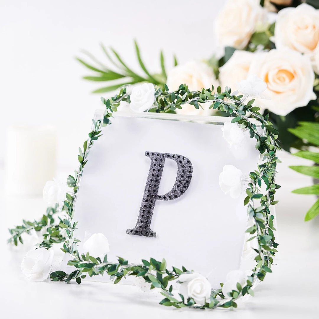 HIER_5150 4" Black Decorative Rhinestone Alphabet Letter Stickers DIY Crafts - P Chargers & Centerpieces 1 HIER_5150 4" Black Decorative Rhinestone Alphabet Letter Stickers DIY Crafts - P Chargers & Centerpieces