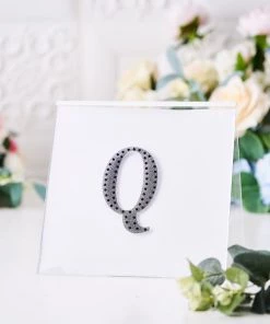 HIER_5150 4" Black Decorative Rhinestone Alphabet Letter Stickers DIY Crafts - Q Chargers & Centerpieces