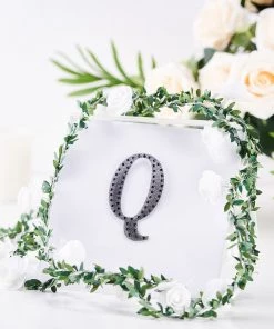 HIER_5150 4" Black Decorative Rhinestone Alphabet Letter Stickers DIY Crafts - Q Chargers & Centerpieces