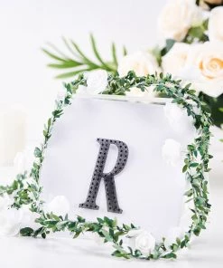 HIER_5150 4" Black Decorative Rhinestone Alphabet Letter Stickers DIY Crafts - R