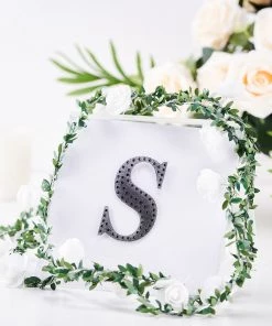 HIER_5150 Chargers & Centerpieces 4" Black Decorative Rhinestone Alphabet Letter Stickers DIY Crafts - S