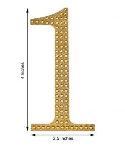 HIER_5150 Chargers & Centerpieces 4" Gold Decorative Rhinestone Number Stickers DIY Crafts - 6 12 HIER_5150 Chargers & Centerpieces 4