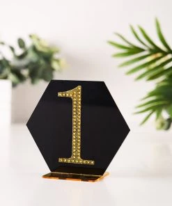 HIER_5150 Chargers & Centerpieces 4" Gold Decorative Rhinestone Number Stickers DIY Crafts - 1