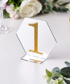 HIER_5150 Chargers & Centerpieces 4" Gold Decorative Rhinestone Number Stickers DIY Crafts - 1