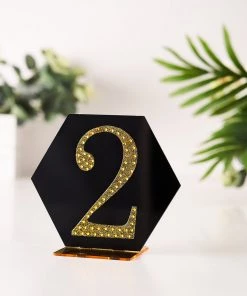 HIER_5150 4" Gold Decorative Rhinestone Number Stickers DIY Crafts - 2