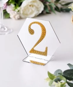 HIER_5150 4" Gold Decorative Rhinestone Number Stickers DIY Crafts - 2