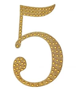HIER_5150 4" Gold Decorative Rhinestone Number Stickers DIY Crafts - 5 19 HIER_5150 4