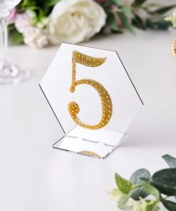 HIER_5150 4" Gold Decorative Rhinestone Number Stickers DIY Crafts - 5