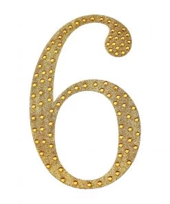 HIER_5150 Chargers & Centerpieces 4" Gold Decorative Rhinestone Number Stickers DIY Crafts - 6 19 HIER_5150 Chargers & Centerpieces 4