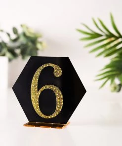 HIER_5150 Chargers & Centerpieces 4" Gold Decorative Rhinestone Number Stickers DIY Crafts - 6