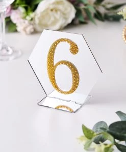 HIER_5150 Chargers & Centerpieces 4" Gold Decorative Rhinestone Number Stickers DIY Crafts - 6