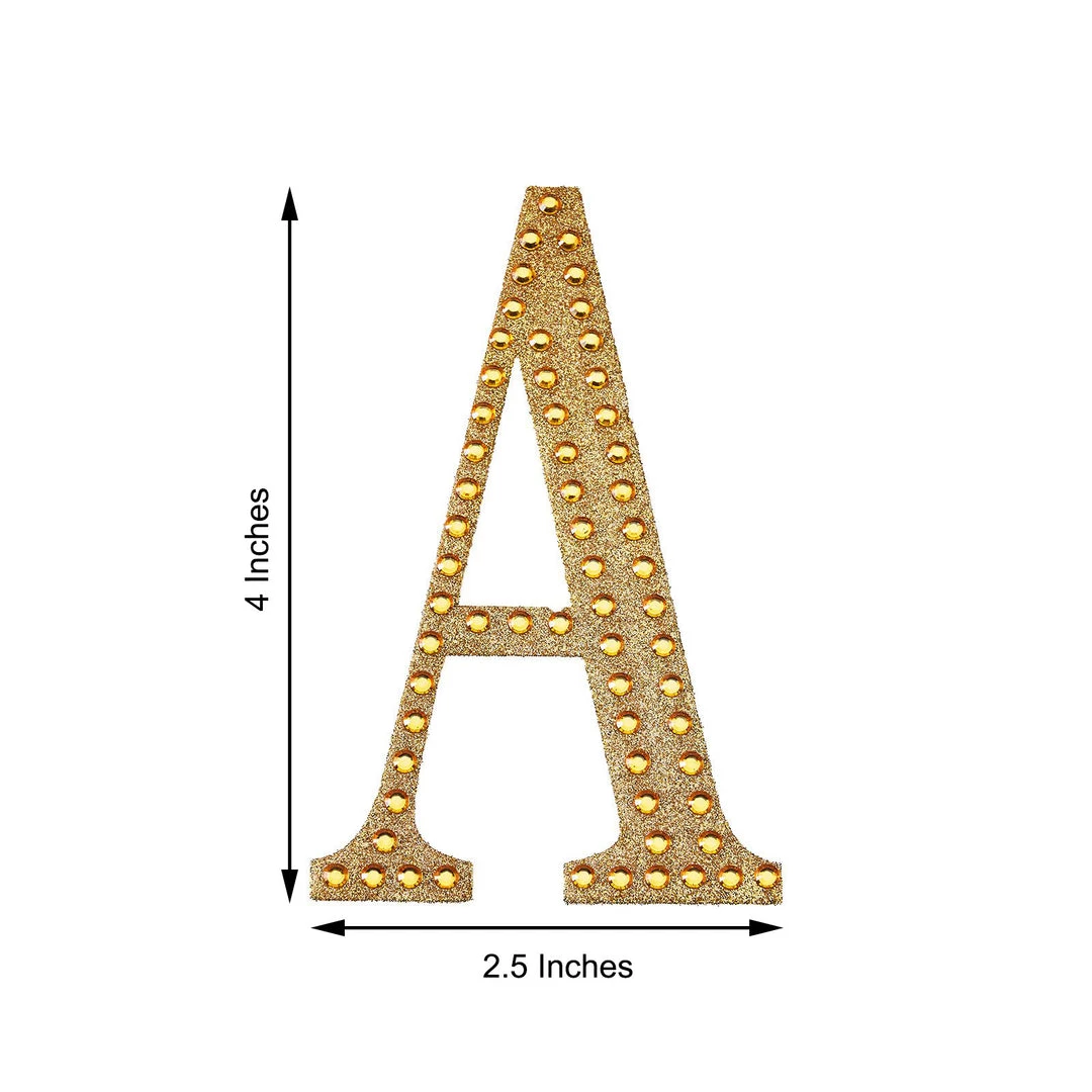 HIER_5150 4" Gold Decorative Rhinestone Alphabet Letter Stickers DIY Crafts - V 3 HIER_5150 4" Gold Decorative Rhinestone Alphabet Letter Stickers DIY Crafts - V