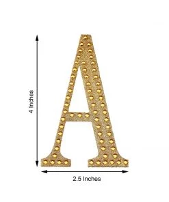 HIER_5150 Chargers & Centerpieces 4" Gold Decorative Rhinestone Alphabet Letter Stickers DIY Crafts - R 11 HIER_5150 Chargers & Centerpieces 4