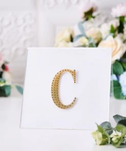 HIER_5150 4" Gold Decorative Rhinestone Alphabet Letter Stickers DIY Crafts - C