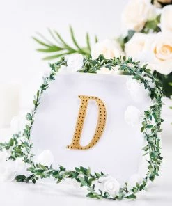 HIER_5150 4" Gold Decorative Rhinestone Alphabet Letter Stickers DIY Crafts - D Chargers & Centerpieces