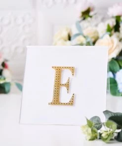 HIER_5150 4" Gold Decorative Rhinestone Alphabet Letter Stickers DIY Crafts - E