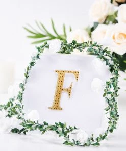 HIER_5150 4" Gold Decorative Rhinestone Alphabet Letter Stickers DIY Crafts - F