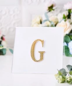 HIER_5150 4" Gold Decorative Rhinestone Alphabet Letter Stickers DIY Crafts - G