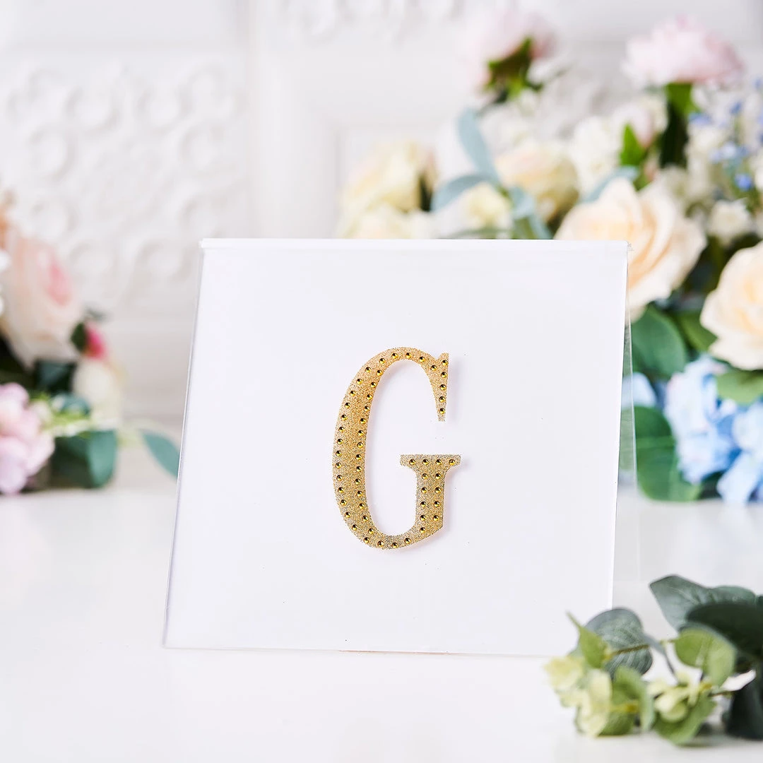 HIER_5150 4" Gold Decorative Rhinestone Alphabet Letter Stickers DIY Crafts - G 2 HIER_5150 4" Gold Decorative Rhinestone Alphabet Letter Stickers DIY Crafts - G