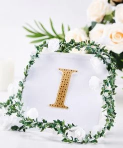 HIER_5150 Chargers & Centerpieces 4" Gold Decorative Rhinestone Alphabet Letter Stickers DIY Crafts - I