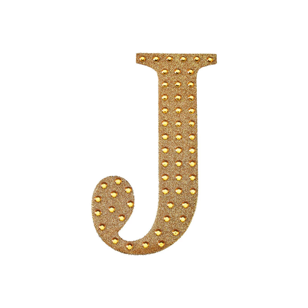 HIER_5150 4" Gold Decorative Rhinestone Alphabet Letter Stickers DIY Crafts - J 9 HIER_5150 4" Gold Decorative Rhinestone Alphabet Letter Stickers DIY Crafts - J