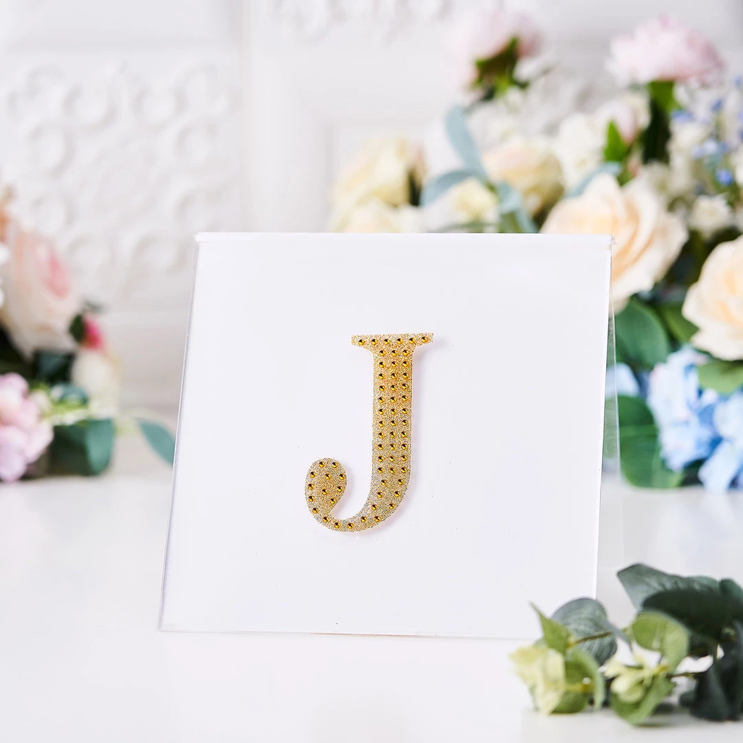HIER_5150 4" Gold Decorative Rhinestone Alphabet Letter Stickers DIY Crafts - J 2 HIER_5150 4" Gold Decorative Rhinestone Alphabet Letter Stickers DIY Crafts - J