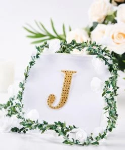 HIER_5150 4" Gold Decorative Rhinestone Alphabet Letter Stickers DIY Crafts - J