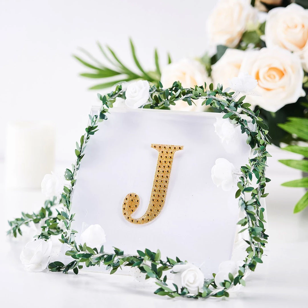 HIER_5150 4" Gold Decorative Rhinestone Alphabet Letter Stickers DIY Crafts - J 1 HIER_5150 4" Gold Decorative Rhinestone Alphabet Letter Stickers DIY Crafts - J