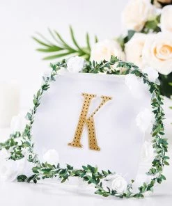 HIER_5150 Chargers & Centerpieces 4" Gold Decorative Rhinestone Alphabet Letter Stickers DIY Crafts - K