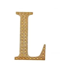 HIER_5150 4" Gold Decorative Rhinestone Alphabet Letter Stickers DIY Crafts - L Chargers & Centerpieces 17 HIER_5150 4