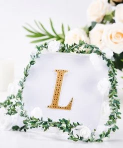 HIER_5150 4" Gold Decorative Rhinestone Alphabet Letter Stickers DIY Crafts - L Chargers & Centerpieces