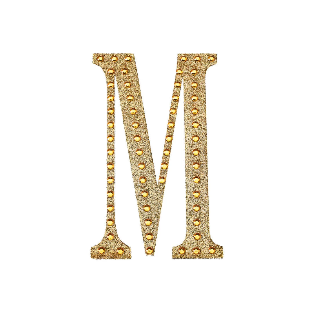 HIER_5150 4" Gold Decorative Rhinestone Alphabet Letter Stickers DIY Crafts - M 9 HIER_5150 4" Gold Decorative Rhinestone Alphabet Letter Stickers DIY Crafts - M