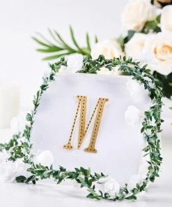 HIER_5150 4" Gold Decorative Rhinestone Alphabet Letter Stickers DIY Crafts - M