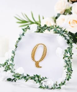 HIER_5150 4" Gold Decorative Rhinestone Alphabet Letter Stickers DIY Crafts - Q