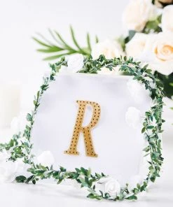 HIER_5150 Chargers & Centerpieces 4" Gold Decorative Rhinestone Alphabet Letter Stickers DIY Crafts - R