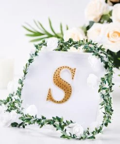 HIER_5150 Chargers & Centerpieces 4" Gold Decorative Rhinestone Alphabet Letter Stickers DIY Crafts - S