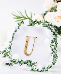 HIER_5150 4" Gold Decorative Rhinestone Alphabet Letter Stickers DIY Crafts - U Chargers & Centerpieces