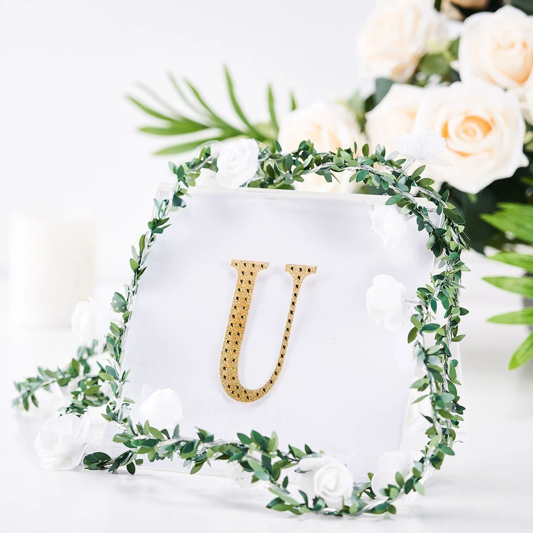 HIER_5150 4" Gold Decorative Rhinestone Alphabet Letter Stickers DIY Crafts - U Chargers & Centerpieces 1 HIER_5150 4" Gold Decorative Rhinestone Alphabet Letter Stickers DIY Crafts - U Chargers & Centerpieces