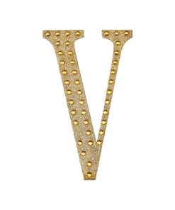 HIER_5150 4" Gold Decorative Rhinestone Alphabet Letter Stickers DIY Crafts - V 17 HIER_5150 4
